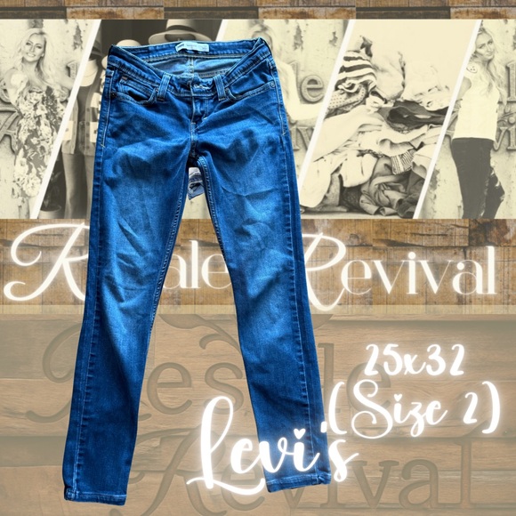 Levi’s “Demi Curve” Low Rise Skinny Jeans – Dark Wash – Size 25x32 (Women’s 0-2) - Picture 2 of 4